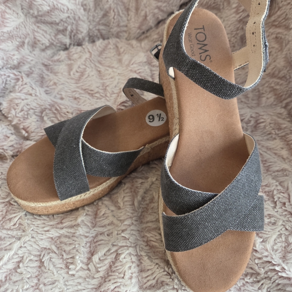 Toms Women's Charcoal Espadrille Sandals